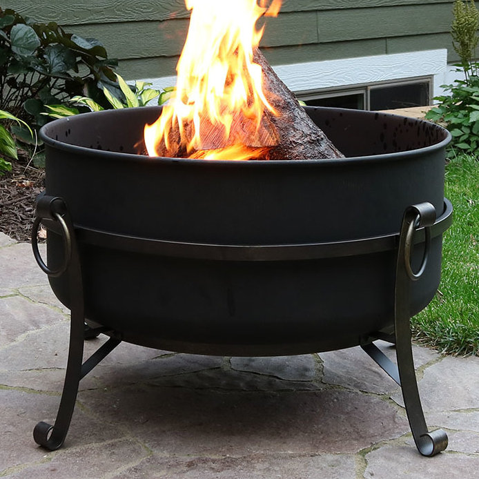 Charlton Home Flanigan Cauldron Steel Wood Fire Pit & Reviews Wayfair.ca